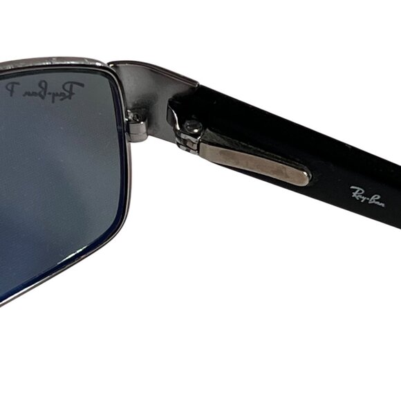 Vtg Ray Ban RB3189 Leather II 004/9A Polarized Sunglasses Metal Wrap Italy Black - Picture 13 of 13